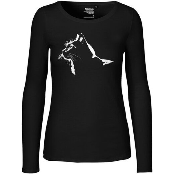 HANDGEDRUCKT "Stubentiger" Frauen Longsleeve Neutral