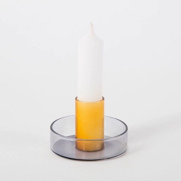 Block Design Duo Tone Kerzenhalter aus Glas
