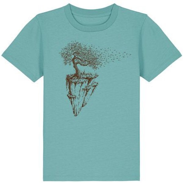 Life-Tree Organic Fairwear Shirt Kids Maple Island | Pink/Vintage White/Bright Blue/Teal Monstera/Peach/Eco Heather/Ocre