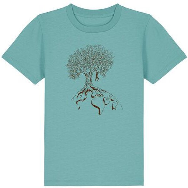 Life-Tree Organic Fairwear Shirt Kids Hanging On | Pink/Vintage White/Bright Blue/Teal Monstera/Peach/Eco Heather/Ocre