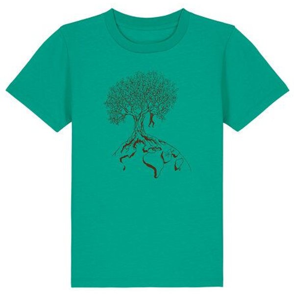Life-Tree Organic Fairwear Shirt Kids Hanging On | Pink/Vintage White/Bright Blue/Teal Monstera/Peach/Eco Heather/Ocre