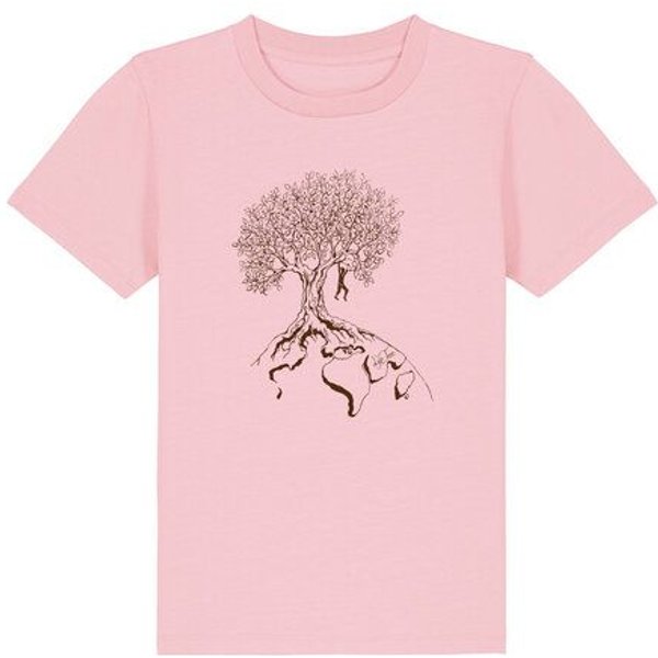 Life-Tree Organic Fairwear Shirt Kids Hanging On | Pink/Vintage White/Bright Blue/Teal Monstera/Peach/Eco Heather/Ocre