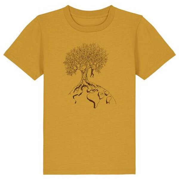 Life-Tree Organic Fairwear Shirt Kids Hanging On | Pink/Vintage White/Bright Blue/Teal Monstera/Peach/Eco Heather/Ocre