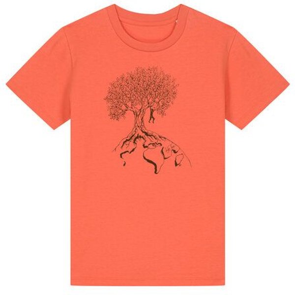 Life-Tree Organic Fairwear Shirt Kids Hanging On | Pink/Vintage White/Bright Blue/Teal Monstera/Peach/Eco Heather/Ocre