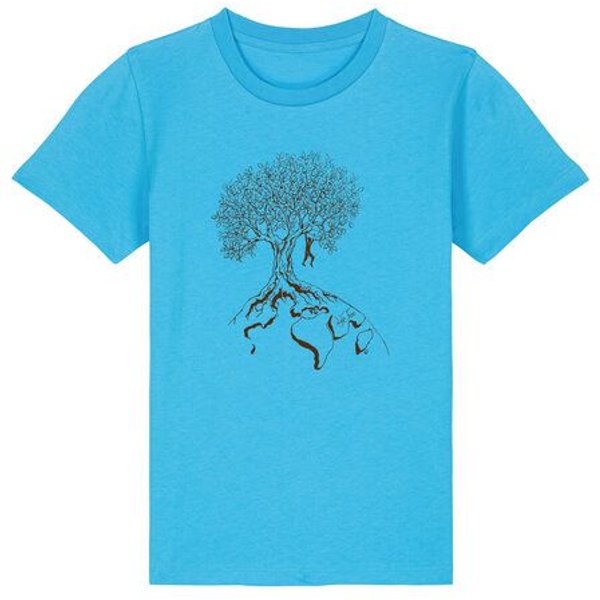 Life-Tree Organic Fairwear Shirt Kids Hanging On | Pink/Vintage White/Bright Blue/Teal Monstera/Peach/Eco Heather/Ocre