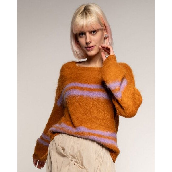 Alma & Lovis Flauschig gebrushter Pullover aus Alpakastrick | Brushed Stripe Pulli