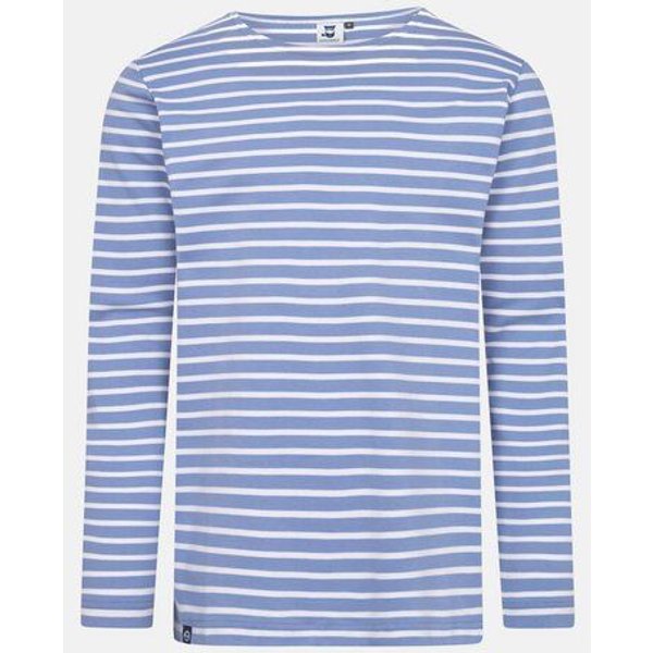 Hanseheld Streifenshirt Herren Petrol-Natur Langarm GOTS Organic