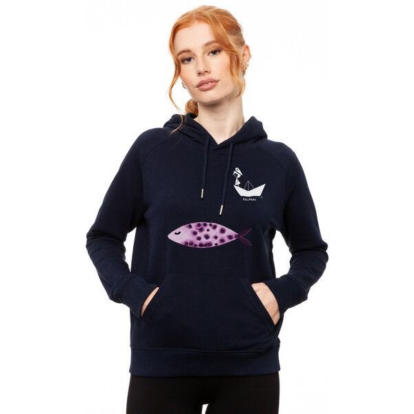 FellHerz Damen Hoodie La Capitana navy aus 85% Biobaumwolle und 15% recyceltem Polyester