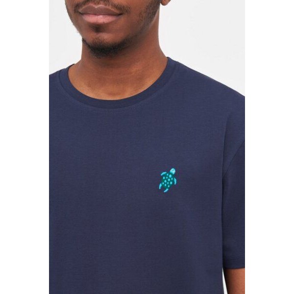 Natural Vibes T-Shirt Schildkröte Bio GOTS | Blaues T-Shirt | Marineblaues T-Shirt | Herren Damen T-Shirt