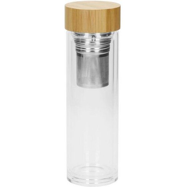 elasto Glasflasche mit Teeeinsatz - dekorativer Deckel 0,45 l