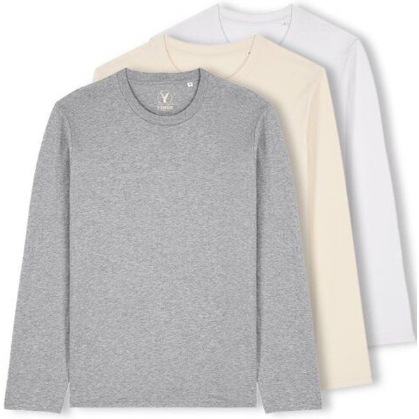 YTWOO 3er Pack Unisex Basic Langarmshirts aus Bio-Baumwolle | Longsleeve | verschiedene Farbkombi | Mehrfachpack