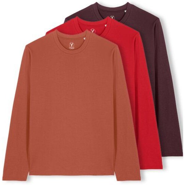 YTWOO 3er Pack Unisex Basic Langarmshirts aus Bio-Baumwolle | Longsleeve | verschiedene Farbkombi | Mehrfachpack
