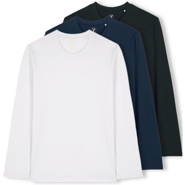 YTWOO 3er Pack Unisex Basic Langarmshirts aus Bio-Baumwolle | Longsleeve | verschiedene Farbkombi | Mehrfachpack