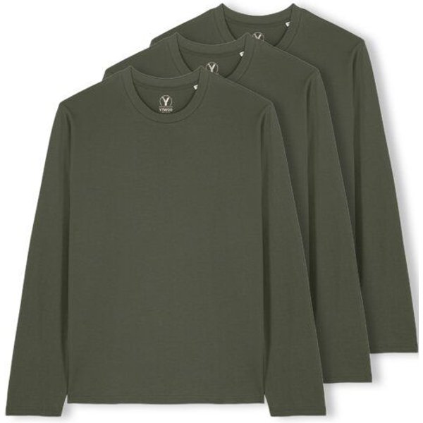 YTWOO 3er Pack Unisex Basic Langarmshirts aus Bio-Baumwolle | Longsleeve | verschiedene Farbkombi | Mehrfachpack