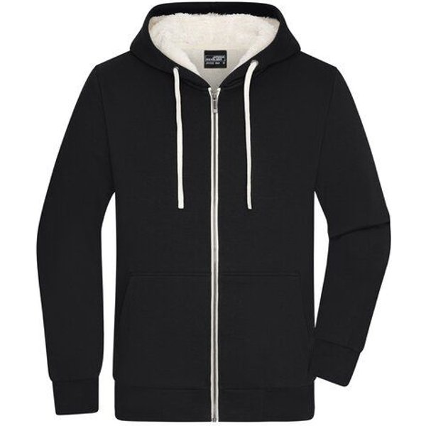 James & Nicholson Herren Sweatjacke mit Sherpa-Futter kuschelig warmer Winterpullover Bio Baumwolle und RPet