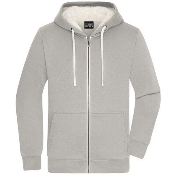 James & Nicholson Herren Sweatjacke mit Sherpa-Futter kuschelig warmer Winterpullover Bio Baumwolle und RPet