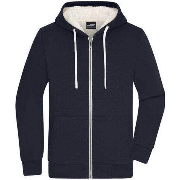 James & Nicholson Herren Sweatjacke mit Sherpa-Futter kuschelig warmer Winterpullover Bio Baumwolle und RPet