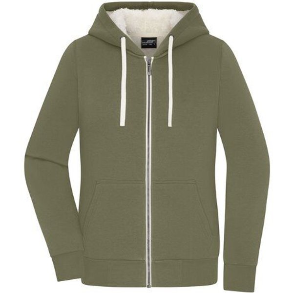 James & Nicholson Damen Sweatjacke mit Sherpa-Futter kuschelig warmer Winterpullover