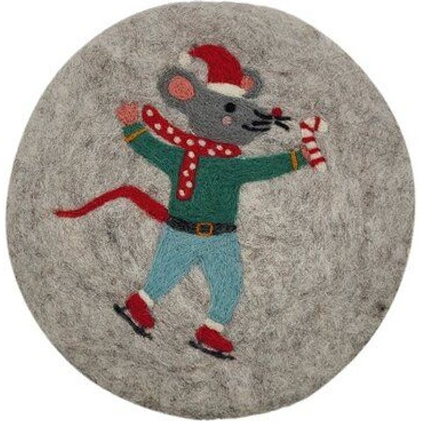 Frida Feeling Filzuntersetzer rund mit verschiedenen Weihnachtsmotiven