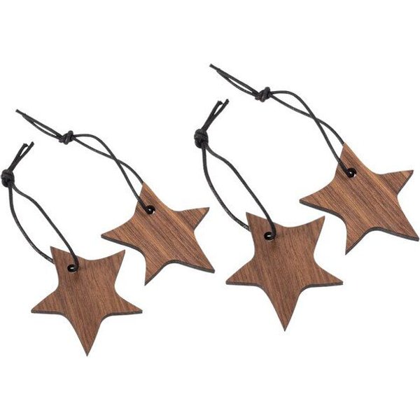 ReineNatur Weihnachtsbaumanhänger 4er-Set Sterne aus Nussbaum oder Eichenholz