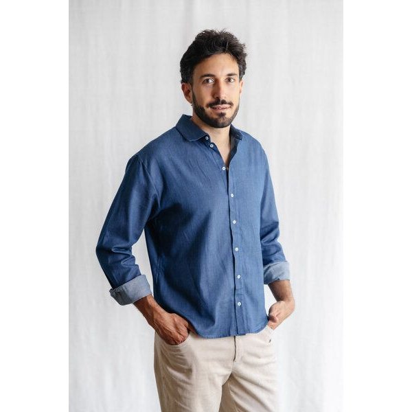 Jyoti - Fair Works Baumwolldenim Hemd Nakshita