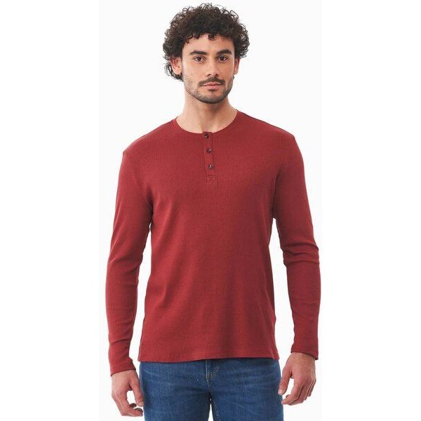 ORGANICATION Geripptes Henley Langarmshirt aus Bio-Baumwolle