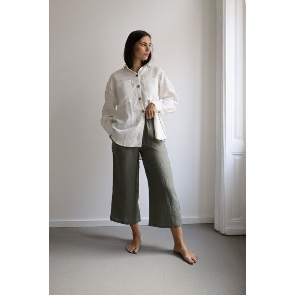 gust. Damen Weite Leinenhosen - Culotte - Linen trousers - 100% Bio-Leinen