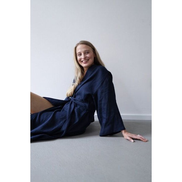 gust. Leinen-Kimono-Kleid - Linen kimono dress Maxi - 100% Bio-Leinen