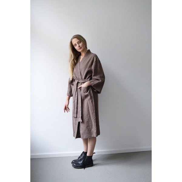 gust. Leinen-Kimono-Kleid - Linen kimono dress Maxi - 100% Bio-Leinen