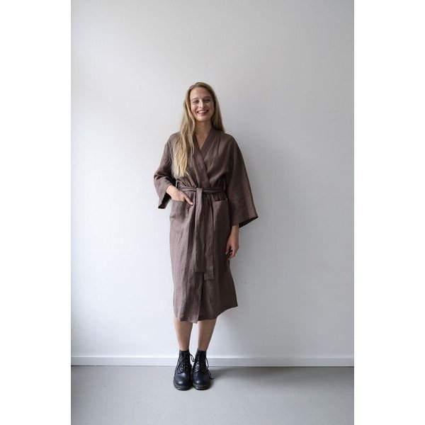 gust. Leinen-Kimono-Kleid - Linen kimono dress Maxi - 100% Bio-Leinen