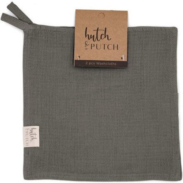 Hutch&Putch Musselin Waschlappen 2er Set - Baby Waschtuch - aus 100% Bio Baumwolle - Kuschelweich, Saugfähig und Schnelltrocknend