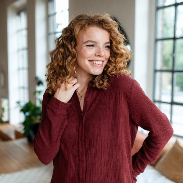 NORDLICHT Damen Musselin Bluse aus 100% Bio-Baumwolle FENJA