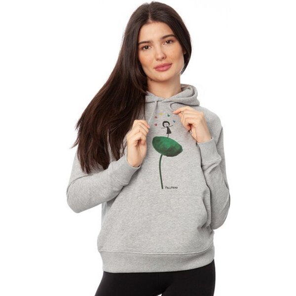 FellHerz Damen Hoodie Rainbow Girl grey melange aus 85% Biobaumwolle und 15% recyceltem Polyester