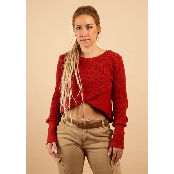 Die rote Zora Strick Kurzsweater