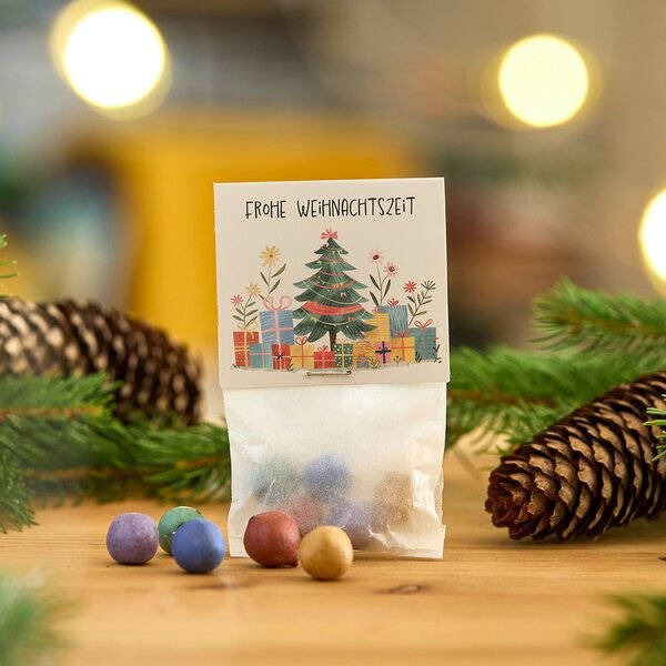 Die Stadtgärtner 10 x 5 Blumenmurmeln "Frohe Weihnachten" | Kleinigkeit für Weihnachtszeit