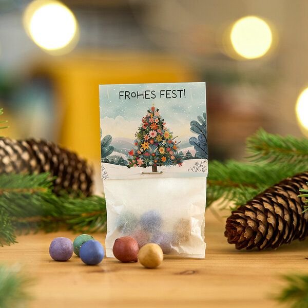 Die Stadtgärtner 10 x 5 Blumenmurmeln "Frohes Fest" | Kleines Geschenk für Weihnachten