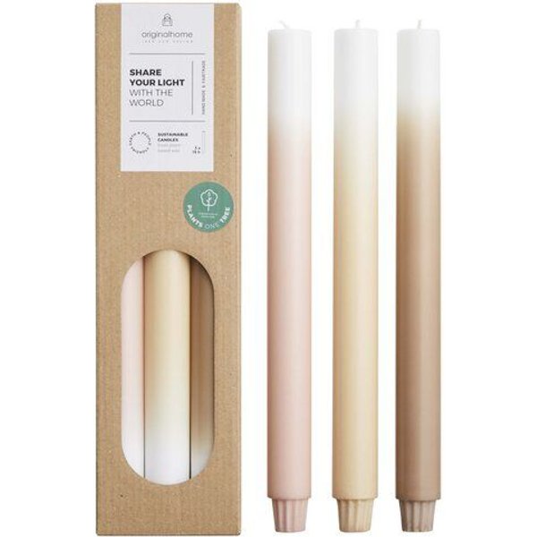 Originalhome Farbverlaufskerzen für bewusste Geschenke S/3 - paraffinfrei & vegan