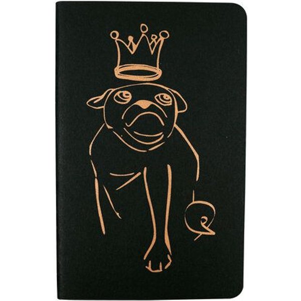 HANDGEDRUCKT "Mops" weinrotes Notizhefte ca. DIN A6 kariert