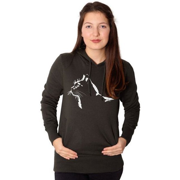 HANDGEDRUCKT "Stubentiger" Frauen Hoody Earth Positive