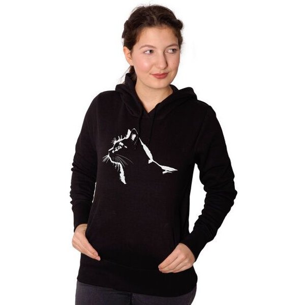 HANDGEDRUCKT "Stubentiger" Frauen Hoody Earth Positive