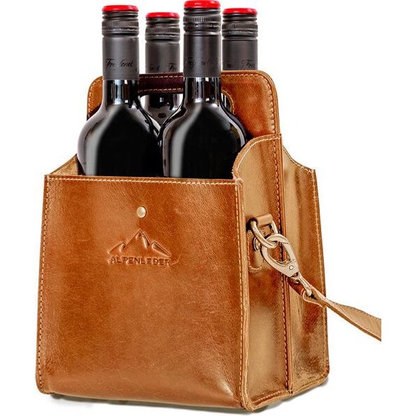 Alpenleder Flaschenträger "Weinvierer"