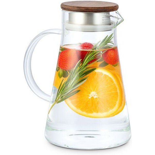 Econovo Glaskaraffe mit Holzdeckel 1,5L & 2L