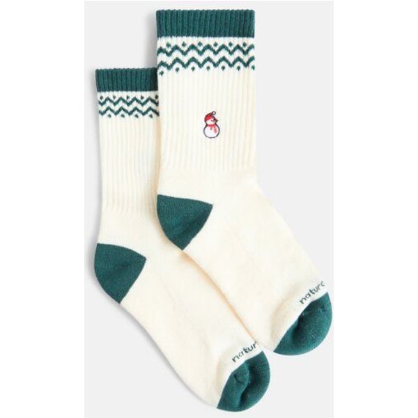 Natural Vibes Snowball Schneemann Bio GOTS | Tennissocken | Herren Damen Socken | Weihnachten