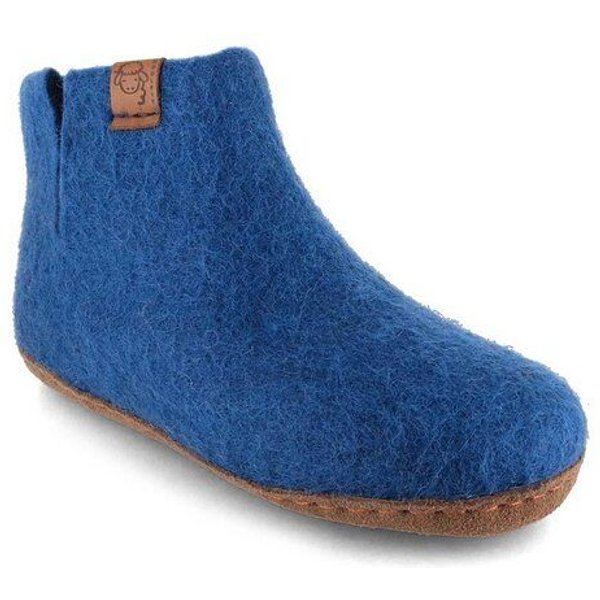 WoolFit Yeti Kids Hüttenschuhe aus 100% Wolle mit Ledersohle