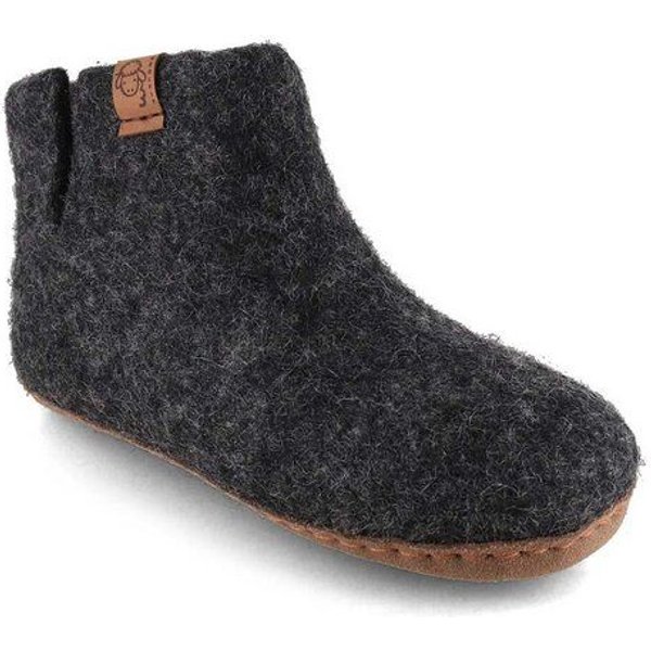 WoolFit Yeti Kids Hüttenschuhe aus 100% Wolle mit Ledersohle