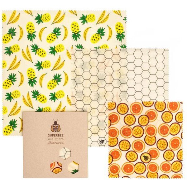 SuperBee Bienenwachstücher Beeginner-Set – wiederverwendbar statt Frischhaltefolie – verschiedene Designs