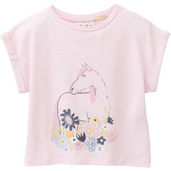 People Wear Organic Kurzarm Shirt, rosa, "Pferd", Bio-Baumwolle