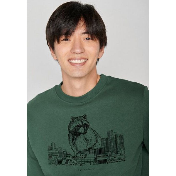GREENBOMB Animal Raccoon City Wild - Bequemes Sweatshirt aus Bio-Baumwolle / hochwertiger Print / Fair & Vegan