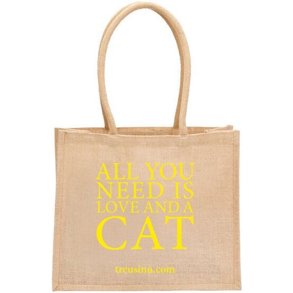 Treusinn Eco Shopper "All you need is love...and a cat" / 100% Jutegewebe / umweltfreundlich