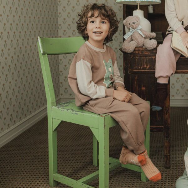 tetoi-vienna TENCEL kuscheliges Kinder Sweatshirt Hose Set "Alpenflausch Bär"